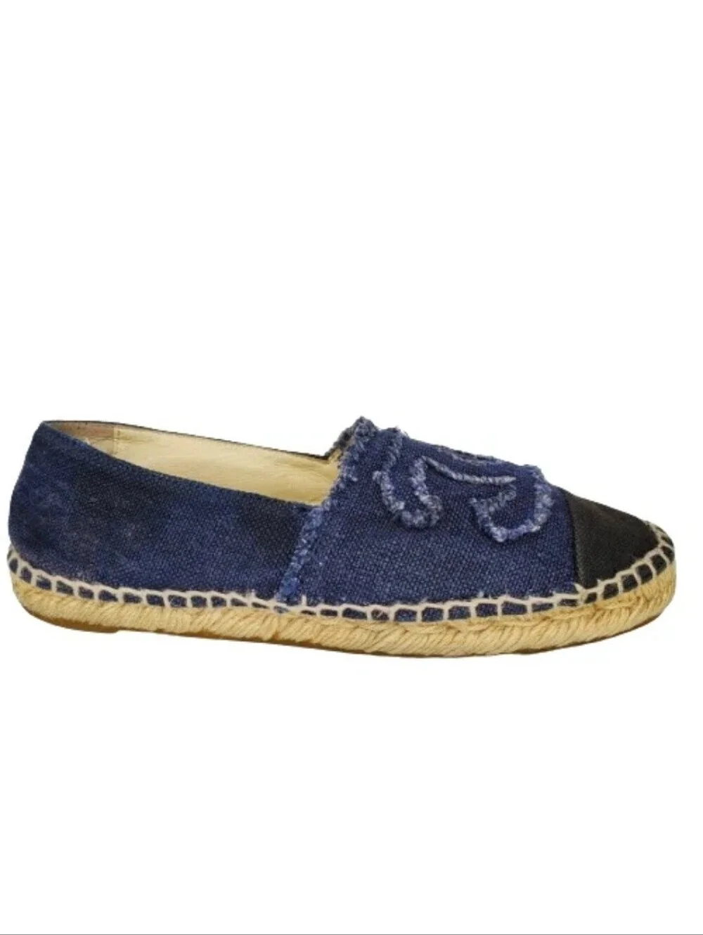 Chanel Blue Denim Interlocking CC Cap Toe Espadrilles